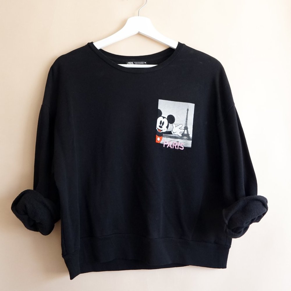 Long Sleeve Fleece Mickey Crop Sweatshirt